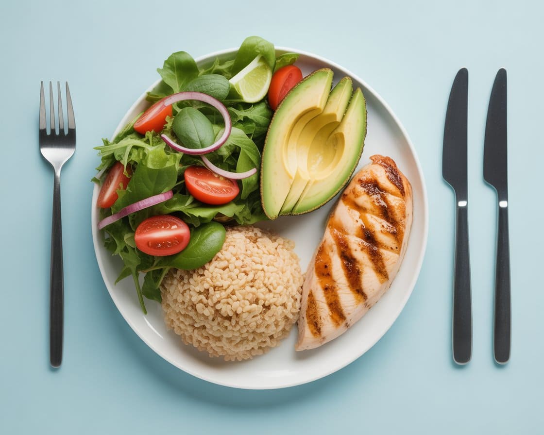 Plato con macronutrientes equilibrados