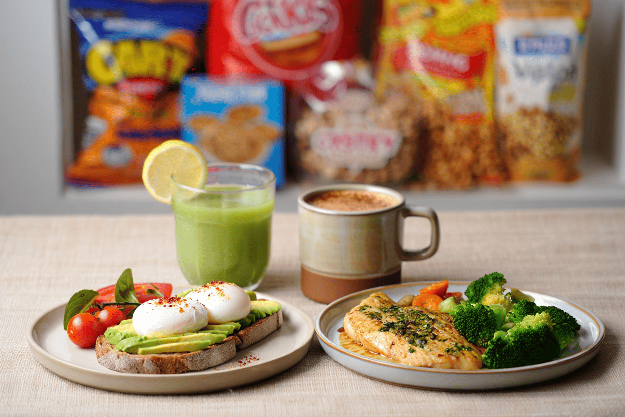 Comida saludable en la cocina