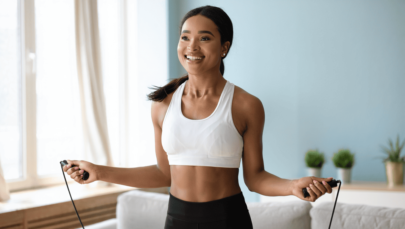 Mujer haciendo ejercicio en casa