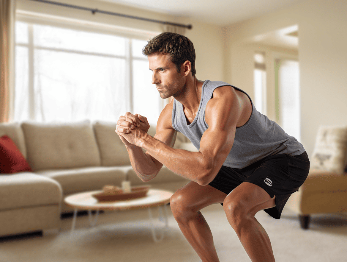 Persona haciendo ejercicio en casa