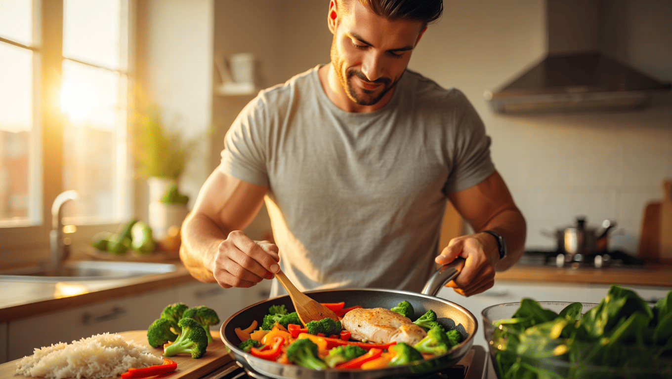 Persona en cocina Saludable